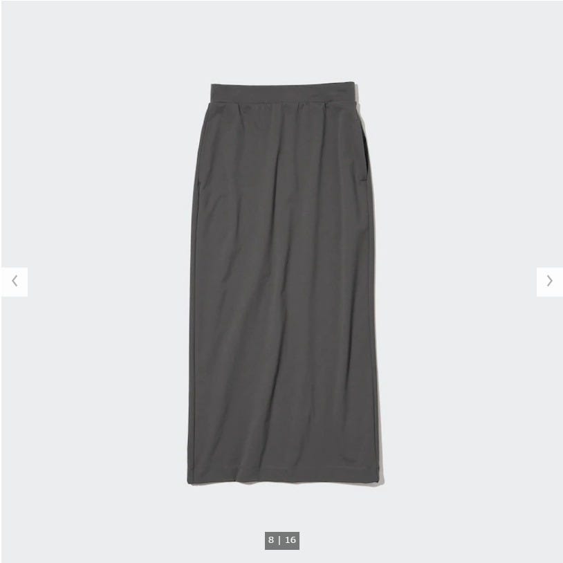 ユニクロ　uniqlo　レディース　アイテム　おすすめ　オススメ　トレンド　人気　コスパ　使える　おしゃれ　お洒落　オシャレ　2022　夏　スカート　ボトムス　ボトム　ウルトラストレッチアクティブナローマキシスカート　ウルトラストレッチ　ナロースカート　マキシスカート　グレー