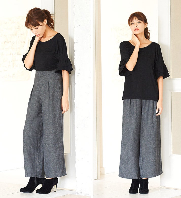 ヘリンボーンワイドパンツ「Re:EDIT by GALSTAR」2,998円（税込）／画像提供：Re:EDIT by GALSTAR