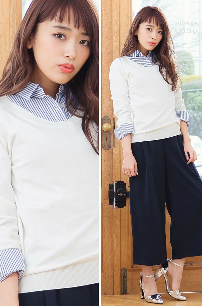 Vネックシンプルベーシックパステルニットトップス「神戸レタス」1,990円（税込）／画像提供：神戸レタス