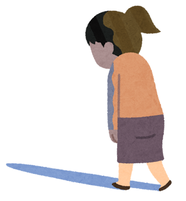 とぼとぼ歩いている人のイラスト(女性)