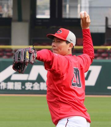広島・栗林が投手指名練習に参加 29日・中日戦で1安打完封の快投「最高のスタート。良いピッチングを続けないと」