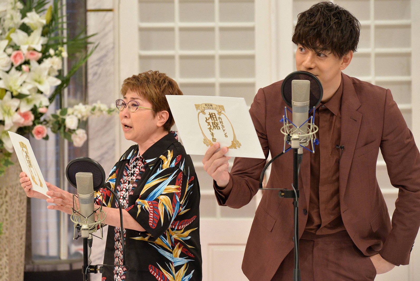 （左から）田中真弓、三浦翔平（C）フジテレビ