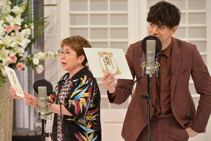 (左から)田中真弓、三浦翔平(C)フジテレビ