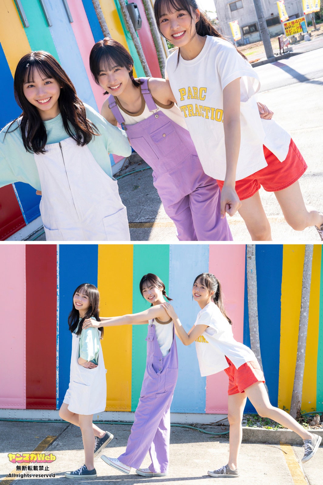 （左から）立仙百佳、沖侑果、福田朱里（C）佐藤佑一／ヤンマガWeb