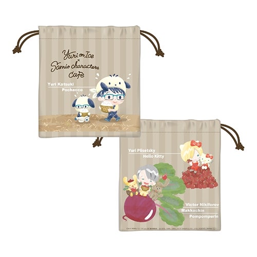 Yuri on Ice×Sanrio characters Cafe 巾着　750円（税抜）／画像提供：三越伊勢丹ホールディングス