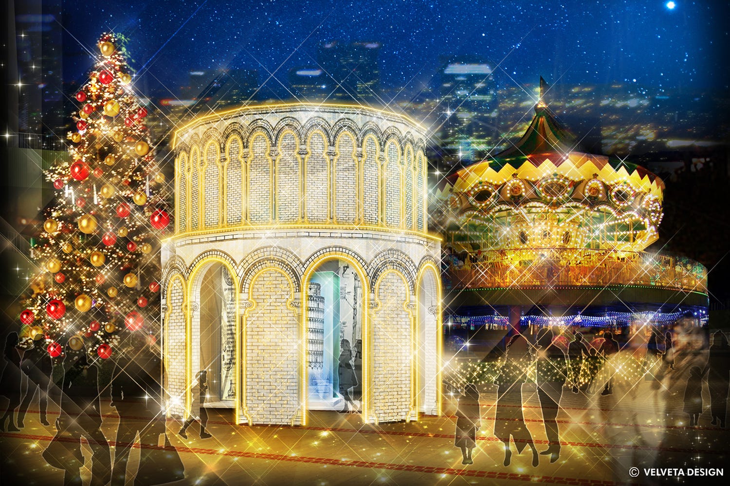 恋する“アモーレ”イルミで光の魔法にかかる 都心にイタリア観光名所を再現