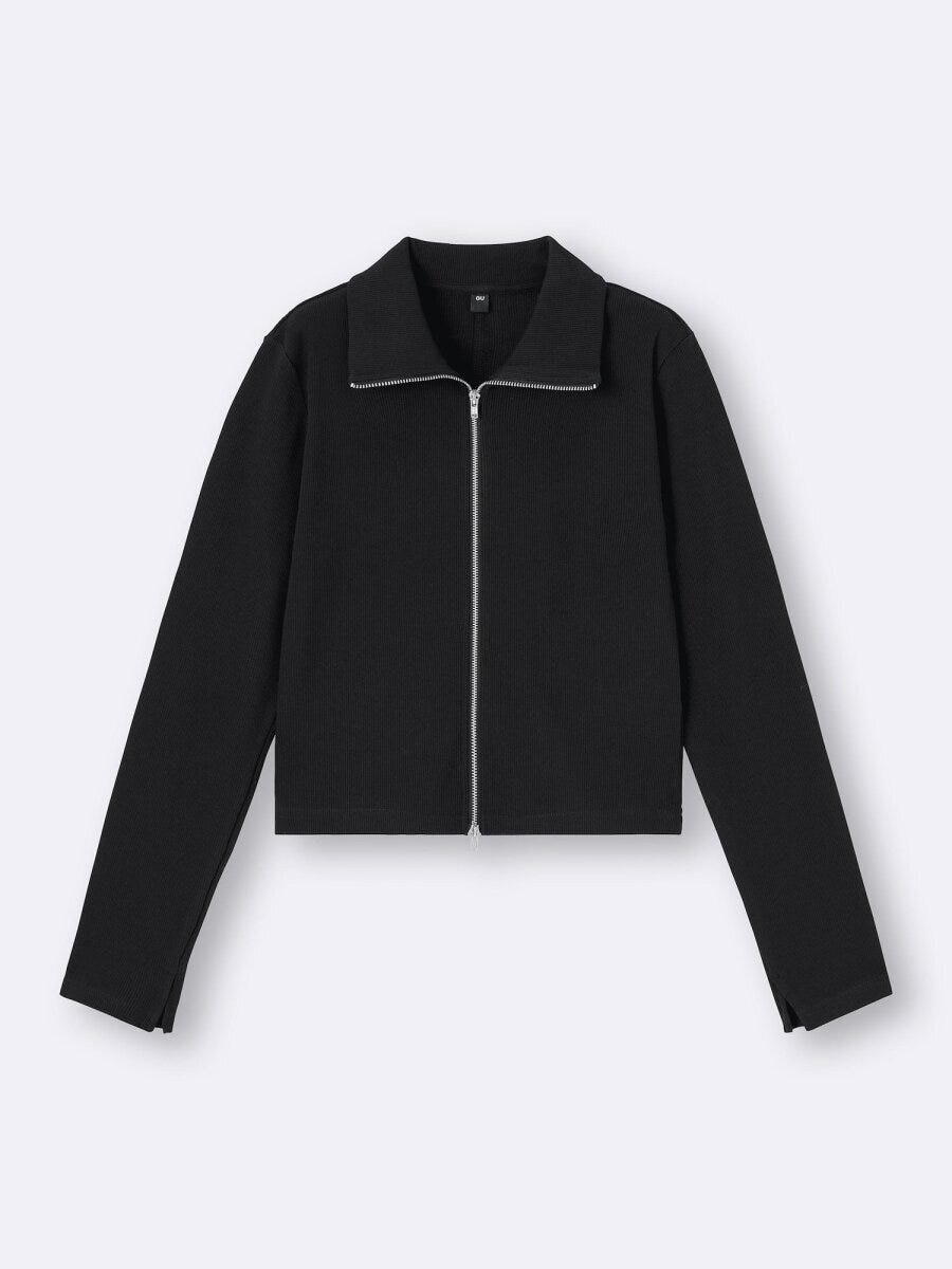 2026gu春値下げ女性おすすめリブダブルジップカーディガン