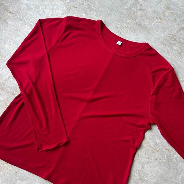 GU ソフトシアークルーネックT(長袖) RED GU ソフトシアークルーネックT(長袖) RED