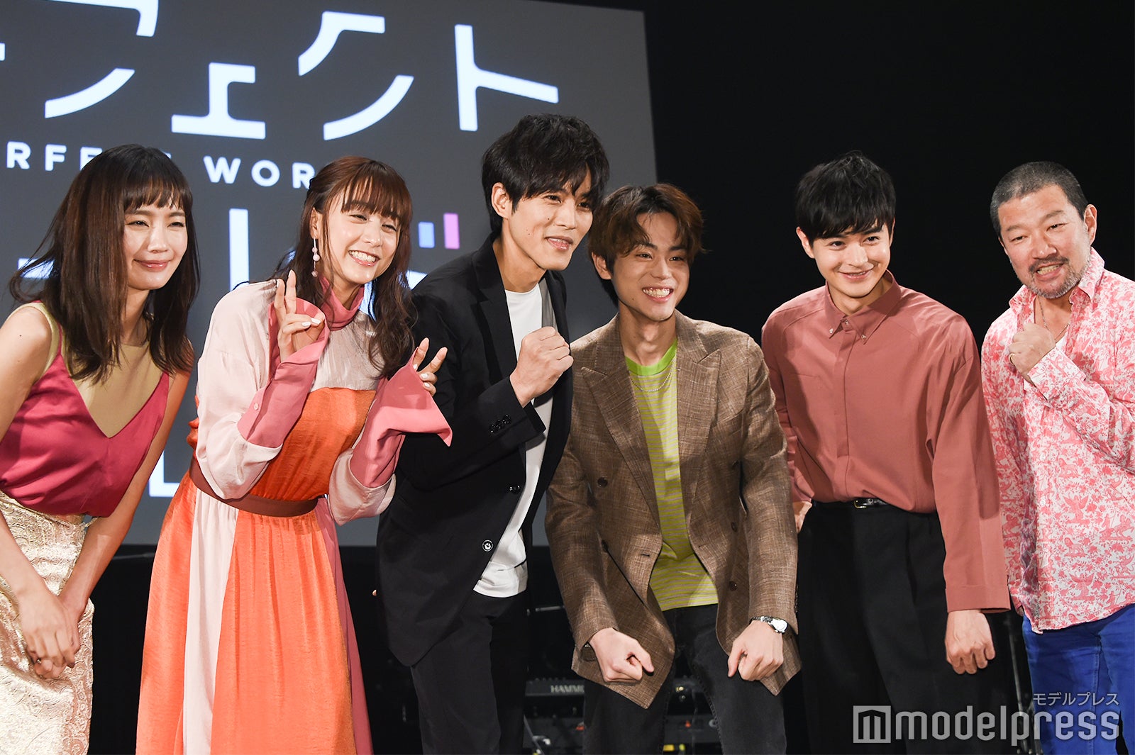 （左から）中村ゆり、山本美月、松坂桃李、菅田将暉、瀬戸康史、木村祐一 （C）モデルプレス