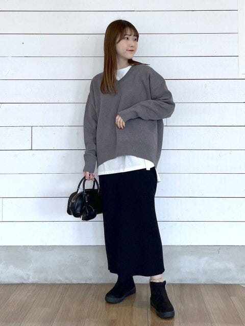 アンチピリングなめらかIラインスカート 2025グローバルワーク値下げアンチピリングなめらかIラインスカート