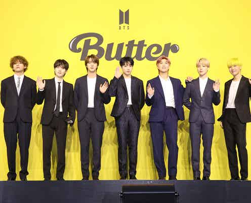 BTS、新曲「Butter」7人で会見 Vはくるくるパーマ・J-HOPEは“バターカラー”に