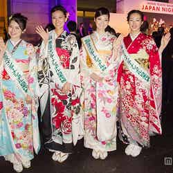 着物で日本の伝統美をアピールした（左から）大杉麗美さん、皆川智苑さん、本郷李來さん、七野李冴さん【モデルプレス】