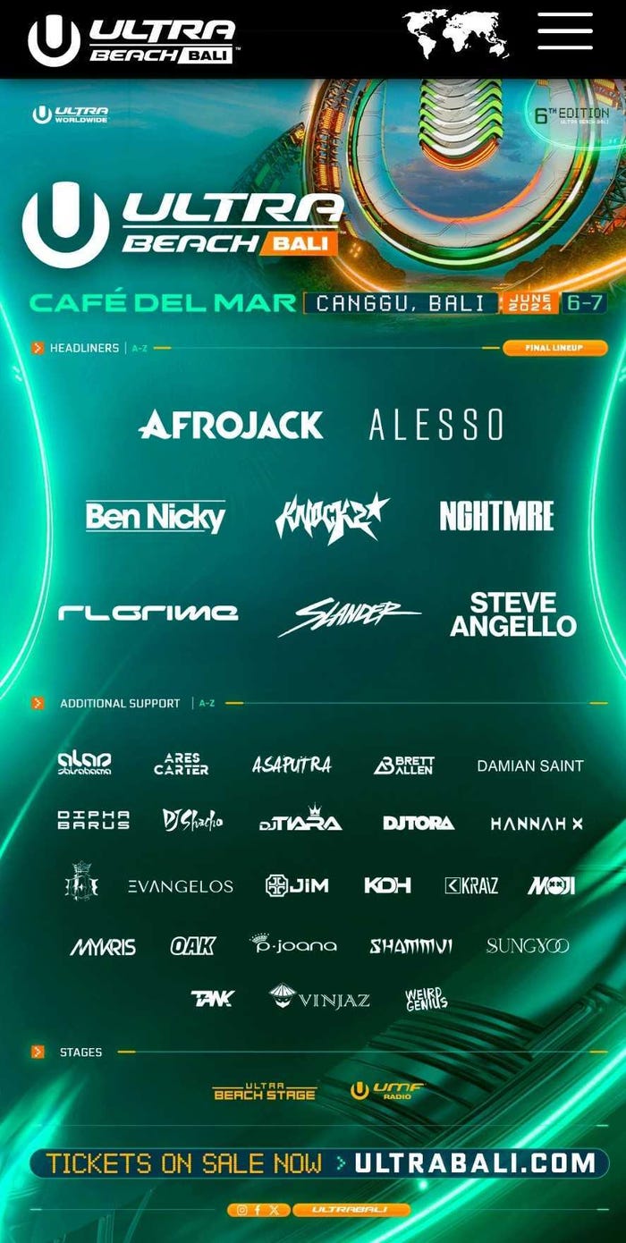 ULTRA Bali公式サイトより