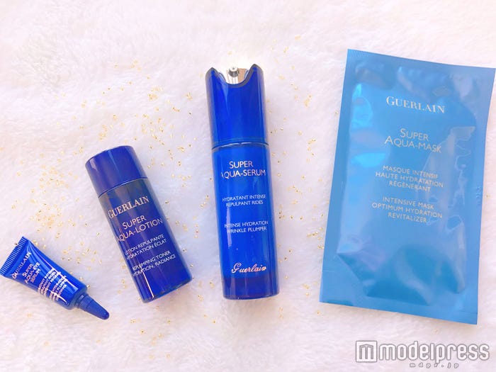 画像左から【ゲラン】「スーパー アクア アイセロム」、「スーパー アクア ローション」、「スーパー アクア セロム(30ml)」、「スーパー アクア マスク N」(C)モデルプレス