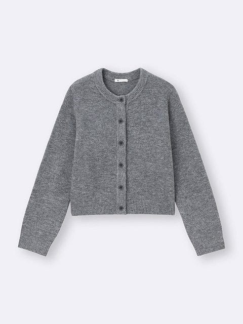 GUのパフニットクルーネックカーディガン