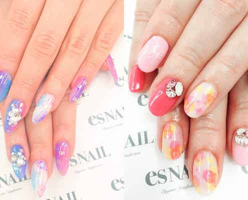 水彩画風アートが素敵!ふんわり可愛いたらしこみネイル