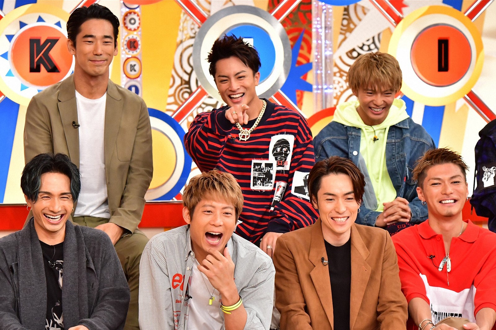 前列左より：橘ケンチ、黒木啓司、TETSUYA、SHOKICHI／後列左より：小林直己、白濱亜嵐、佐藤大樹（C）TBS