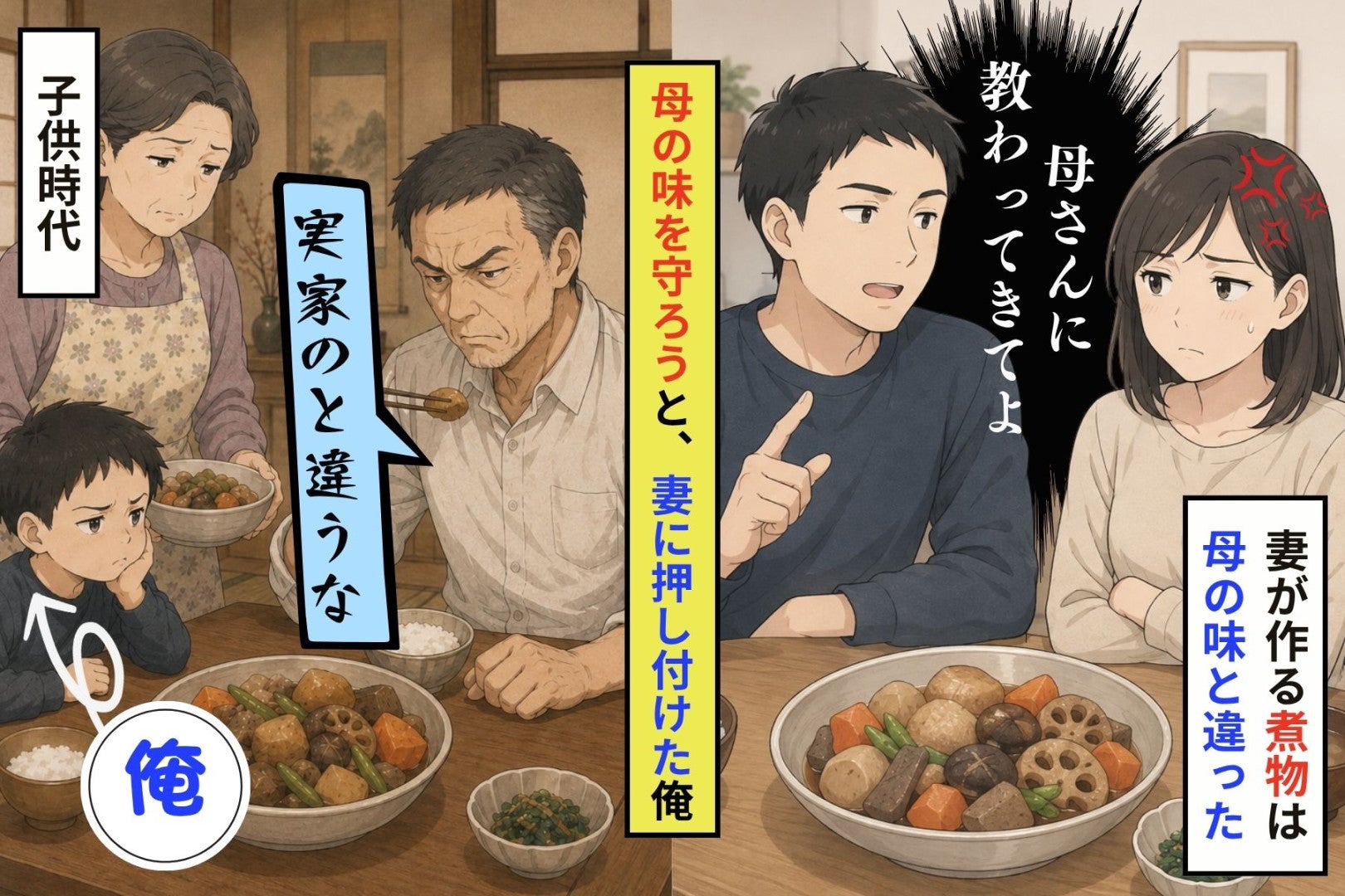 母の味を守っているつもりだった俺が、自分の言葉の出どころを知った食卓