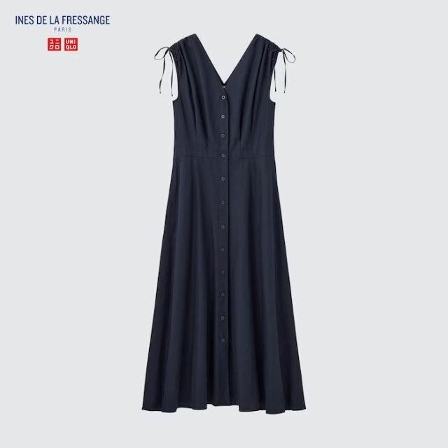 ユニクロ ワンピース 2023春 ユニクロ uniqlo レディース おすすめ オススメ コスパ 2023 春 ワンピース コットンフレアVネックワンピース ノースリーブ イネス イネスドラフレサンジュ コラボ イネス・ド・ラ・フレサンジュ