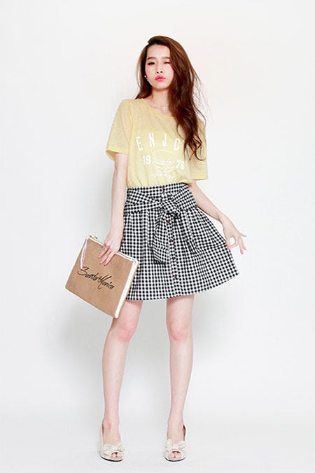 ギンガムチェックフェイクスリーブスカート「salus」2,990円(税込)