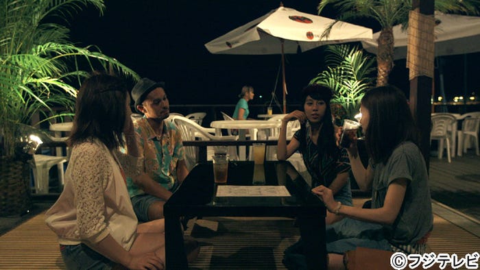 左から:筧美和子、今井洋介、武智ミドリ、住岡梨奈/「テラスハウス」8月2日放送回より