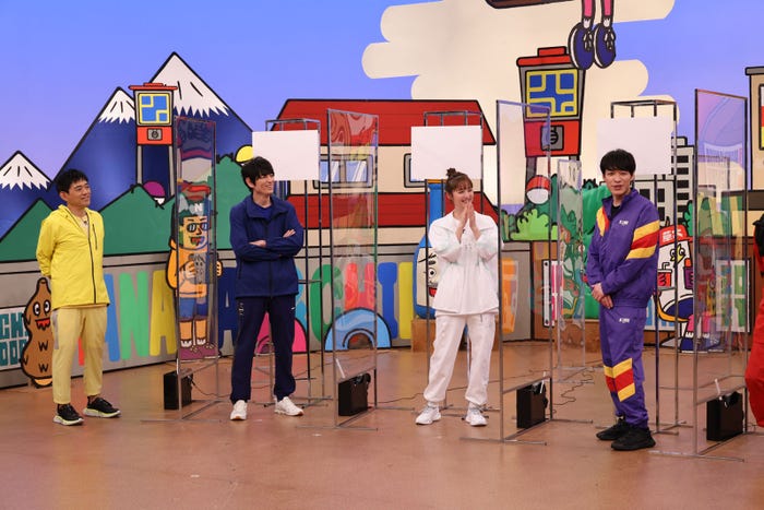 (左から)博多華丸・大吉(博多華丸、博多大吉)佐々木希、川島明(C)カンテレ