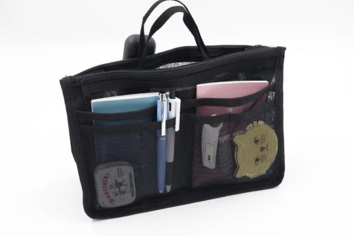 ダイソー バッグインバッグ(A5、メッシュ、ブラック) ポケット ダイソー バッグインバッグ(A5、メッシュ、ブラック) ポケット