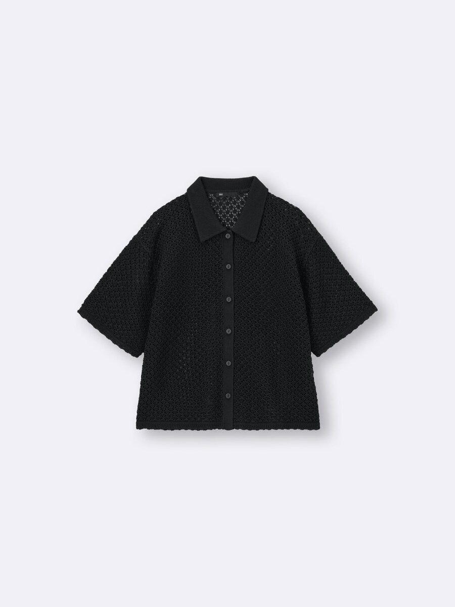 GUの透かし編みニットシャツ