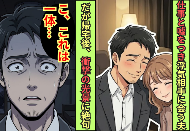 仕事と嘘をつき浮気相手に会う夫。だが帰宅した夫の前に【衝撃の光景】が広がっており…「こ、これは一体…」