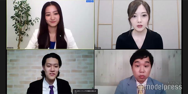 （左上から時計回りに）高田里穂、白石麻衣、せいや、粗品 （C）モデルプレス