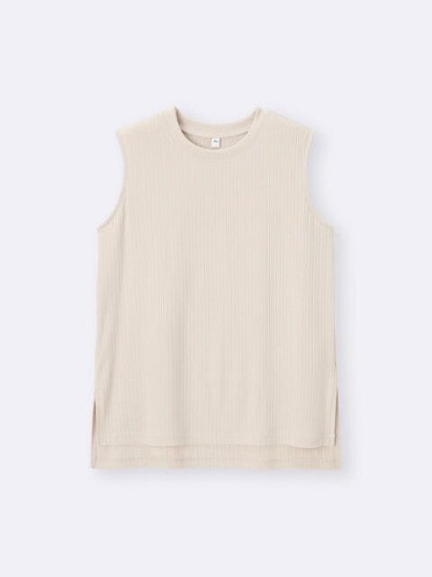 GU　リブスリットチュニック（ノースリーブ）　NATURAL