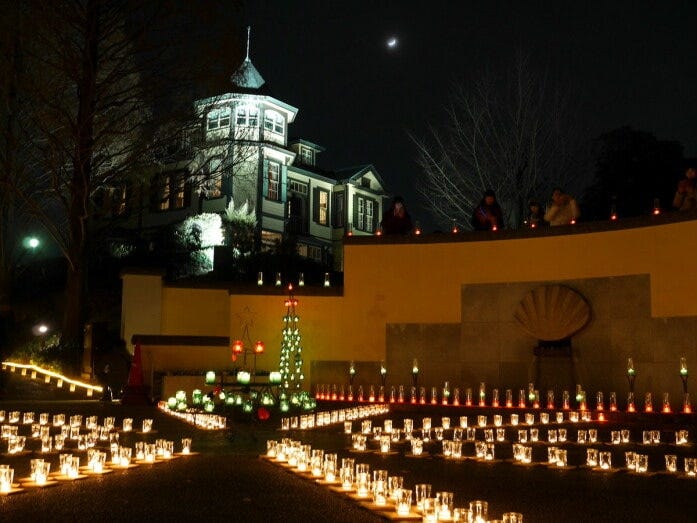 イタリア山庭園キャンドルガーデンの様子(2017年12月23日撮影)