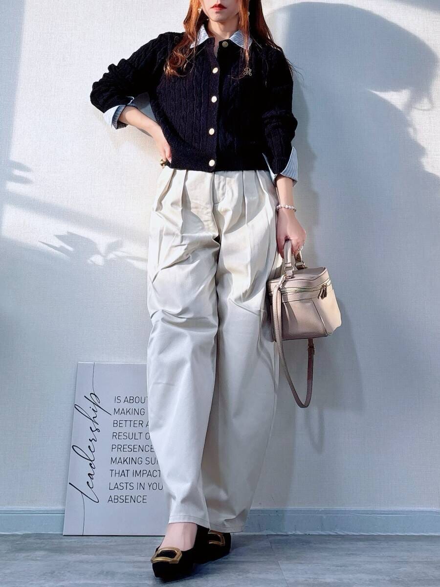 GUチノタックバレルパンツ　NATURAL　ヒールパンプスコーデ