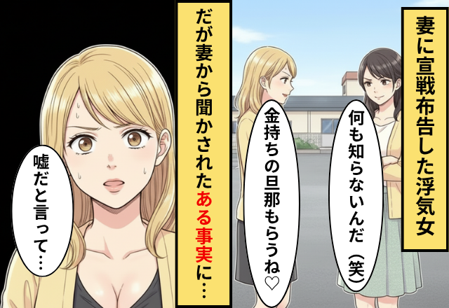 「金持ちの旦那貰うね♡」勝ち誇る浮気女！だが「嘘だと言って」妻が浮気女に【現実】を教えた話