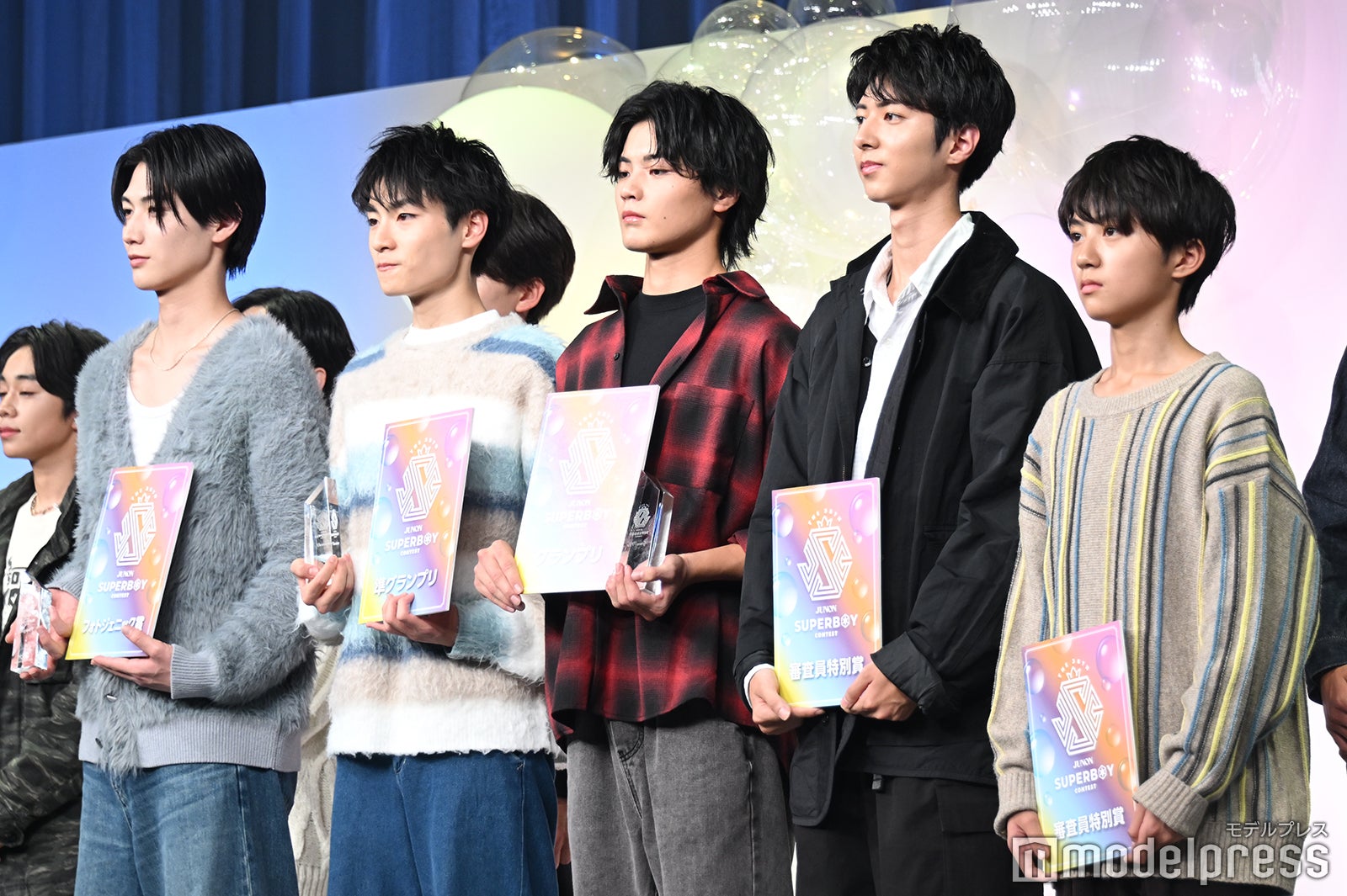「第38回ジュノン・スーパーボーイ・コンテスト」各賞を受賞した丹野叡さん、加藤翔さん、大野礼音さん、福永顕司さん、北村桃李さん（C）モデルプレス