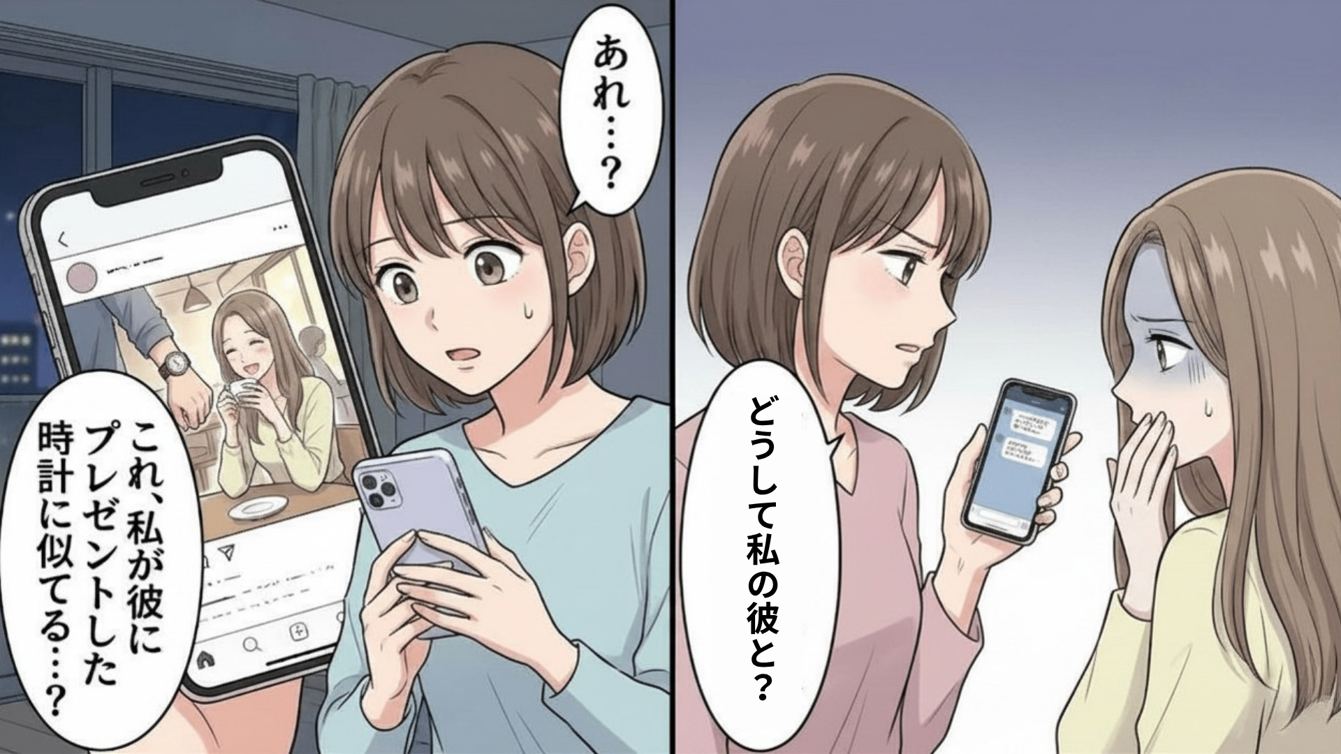 【衝撃ラスト】友だちのSNSに、私の彼氏の腕…？疑った主人公が彼のスマホを見ると【まさかの展開】に！？