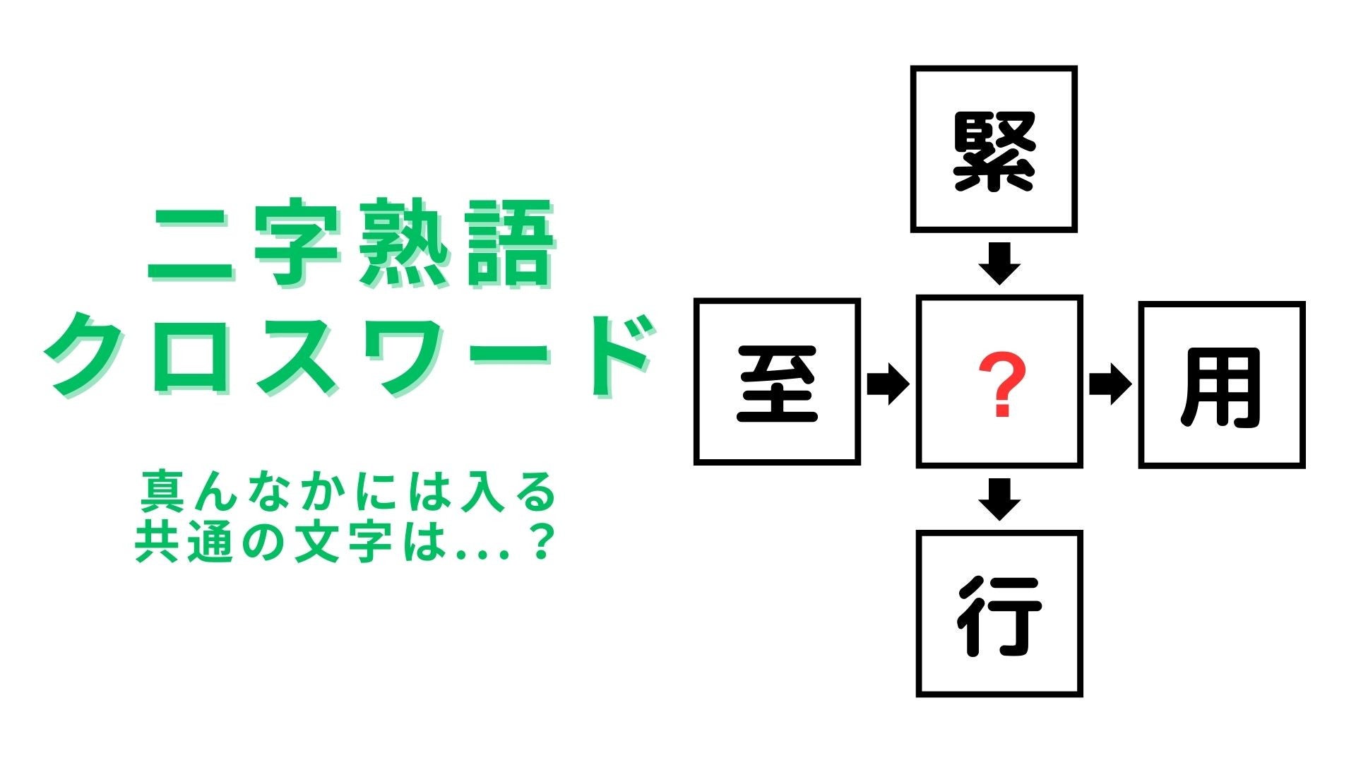 【二字熟語クロスワード】真んなかに入る漢字は？3秒で正解できたらすごい！