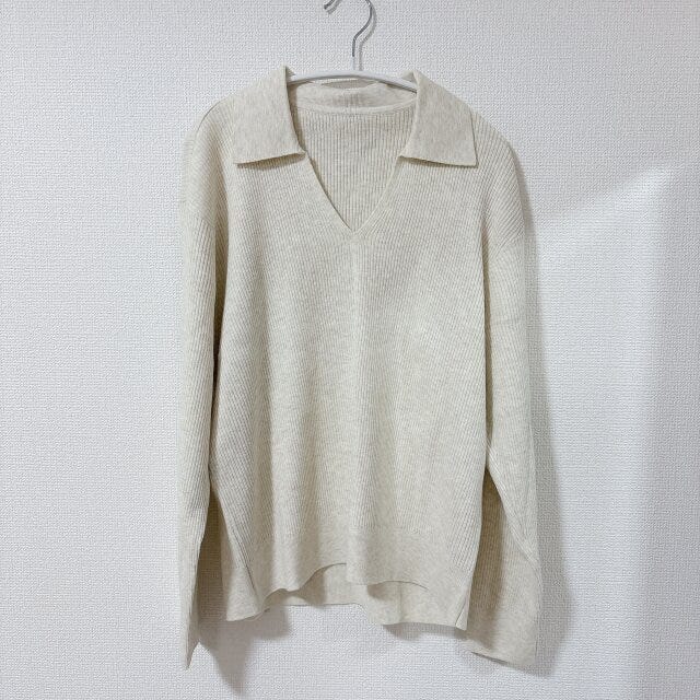 ユニクロ ウォッシャブルニットリブポロセーター NATURAL ユニクロ ウォッシャブルニットリブポロセーター NATURAL
