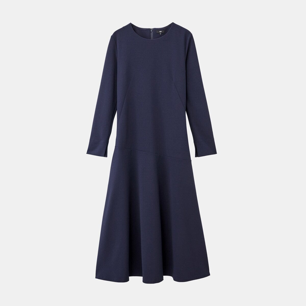 PLSTのジョーゼットジャージーフレアワンピース