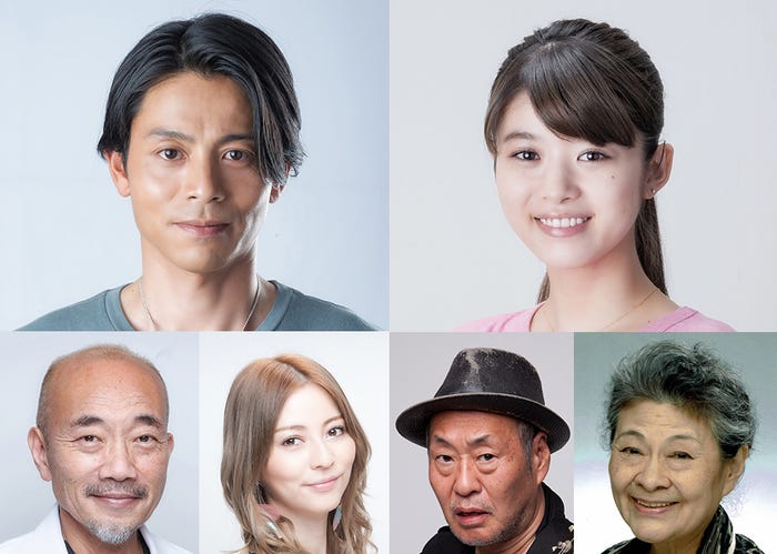 (左上時計回り)吉沢悠、馬場ふみか、大方斐紗子、泉谷しげる、香里奈、竹中直人(C)2018『Life on the Longboard 2ndWave』製作委員会