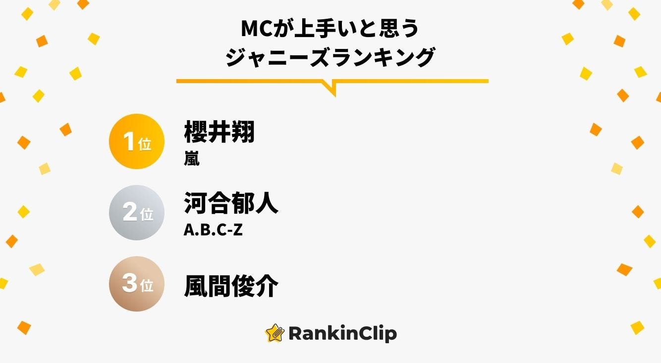 MCが上手いと思うジャニーズランキング