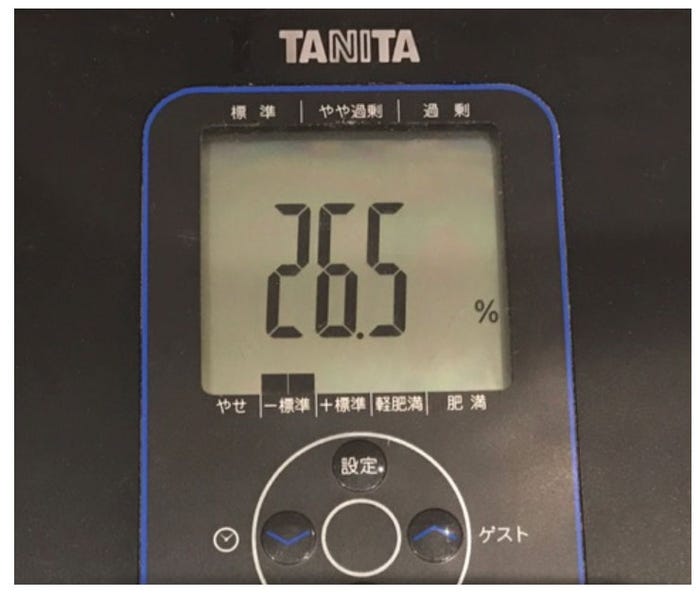 熊田曜子が公開した現在の体脂肪率/熊田曜子オフィシャルブログより