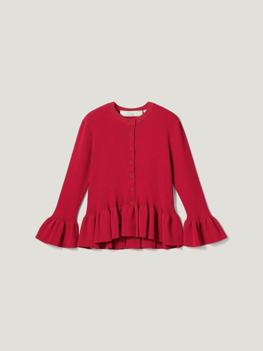 2026gu春大人女性おすすめリブフリルカーディガン