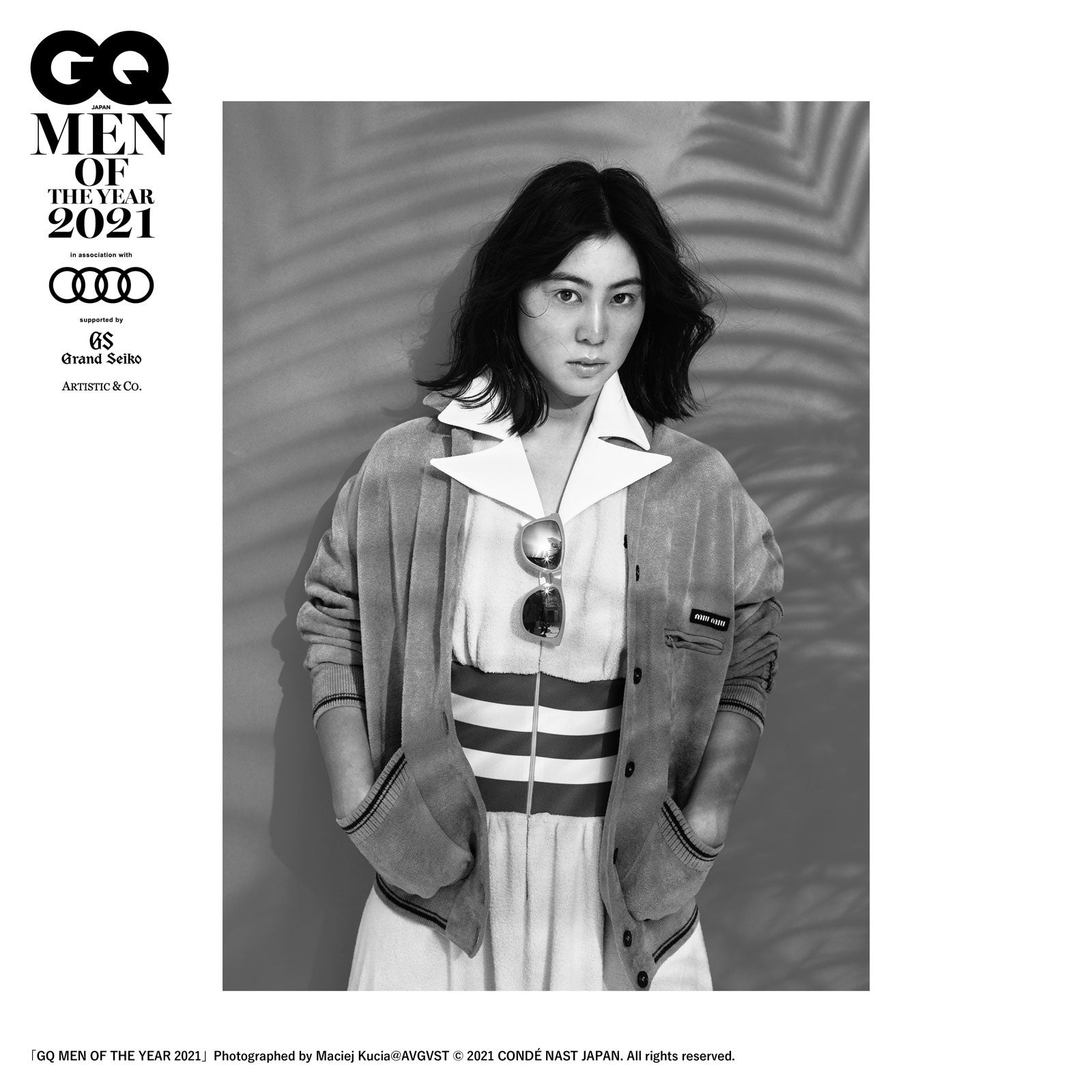 都筑有夢路／「GQ MEN OF THE YEAR 2021」Photographed by Maciej Kucia ＠ AVGVST © 2021 CONDE NAST JAPAN. All rights reserved.