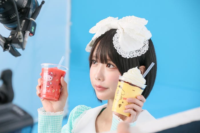 あの/マクドナルド新CM「マックに甘いの飲みにこないか キティとプリン」篇メイキング(提供写真)