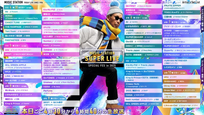 「ミュージックステーション SUPER LIVE 2025」タイムテーブル(C)テレビ朝日