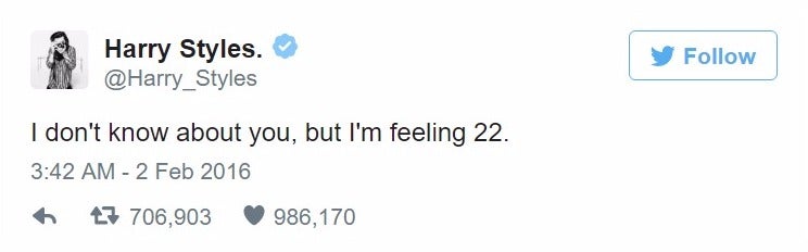 ハリー・スタイルズのツイート／Twitterより