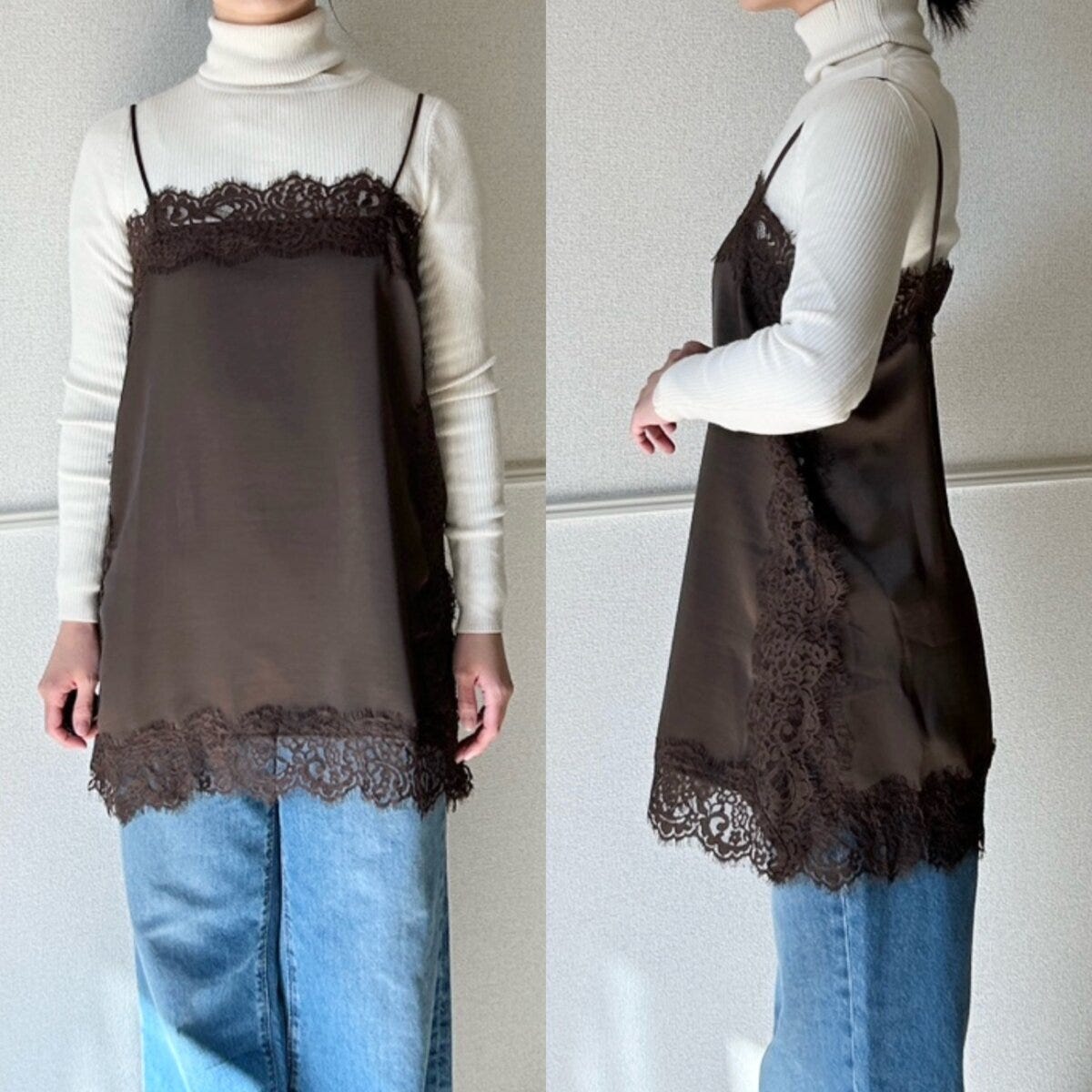 Trish　ケミカルレースサテンキャミソール　着用感