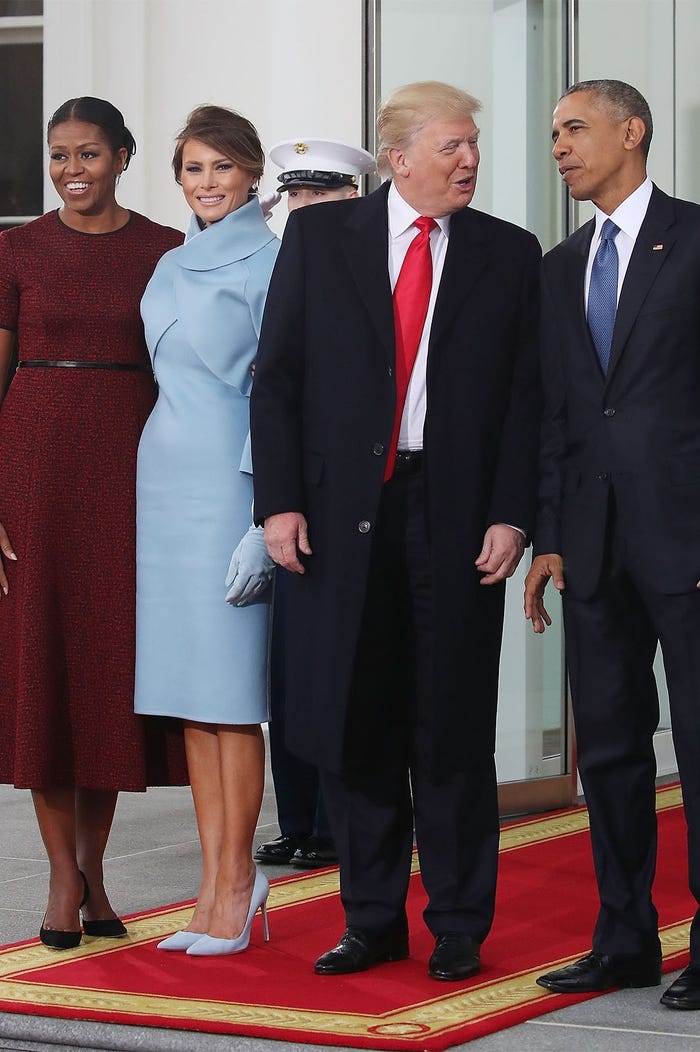 ミシェル・オバマ夫人、メラニア・トランプ夫人、ドナルド・トランプ氏、バラク・オバマ氏/Photo by Gettyimages