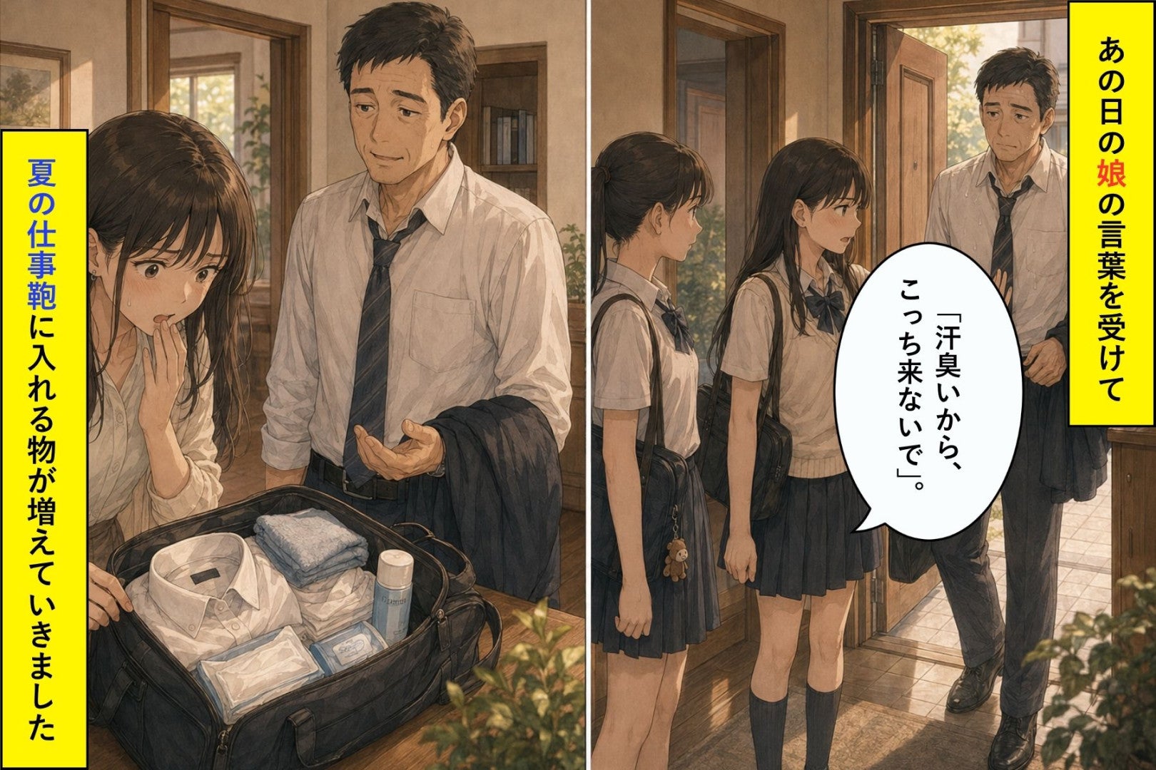 「汗臭いから、こっち来ないで」。そう言われた日から、夏の仕事鞄に入れる物が増えていきました